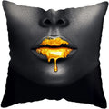 Axyaa Black Gold African Lady Woman Art Deco Pillowcase