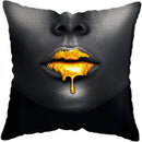 Axyaa Black Gold African Lady Woman Art Deco Pillowcase