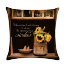 Axyaa Sunflower Pattern Linen Throw Pillow - 45*45cm