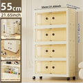 Axyaa 55cm Large Double-Door Storage Cabinet with Swivel Casters, 3-6 Tier for Home Organization