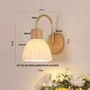 Axyaa Nordic LED Wall Sconce Pull Chain Switch Wood Canopy Bedside Lamp