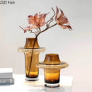 Axyaa Amber Glass Tower Vase: Creative Hydroponics Plant Pot & Home Decor