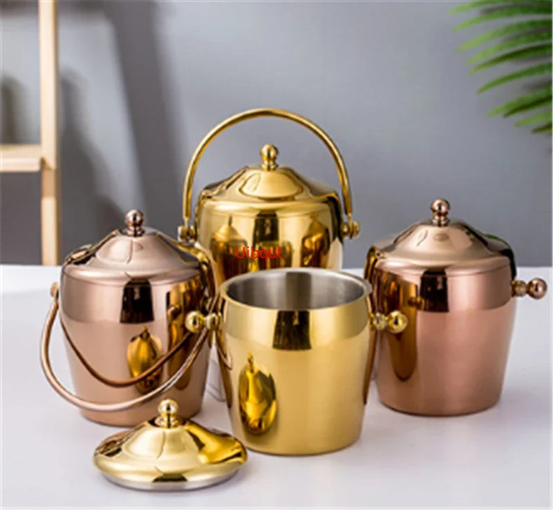 Axya Double Layer Stainless Steel Ice Bucket - Perfect for Champagne, Wine, Beer