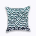 Axyaa Navy/White Embroidered Quatrefoil Pillow Cover 45x45cm Square Canvas Cotton
