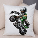 Axyaa Extreme Sports Motorcycle Pattern Cushion - Cartoon Design for Home & Car