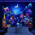 Axyaa UV Tapestry: Fluorescent Skull Wall Hanging Cloth for Bedroom - Psychedelic Art