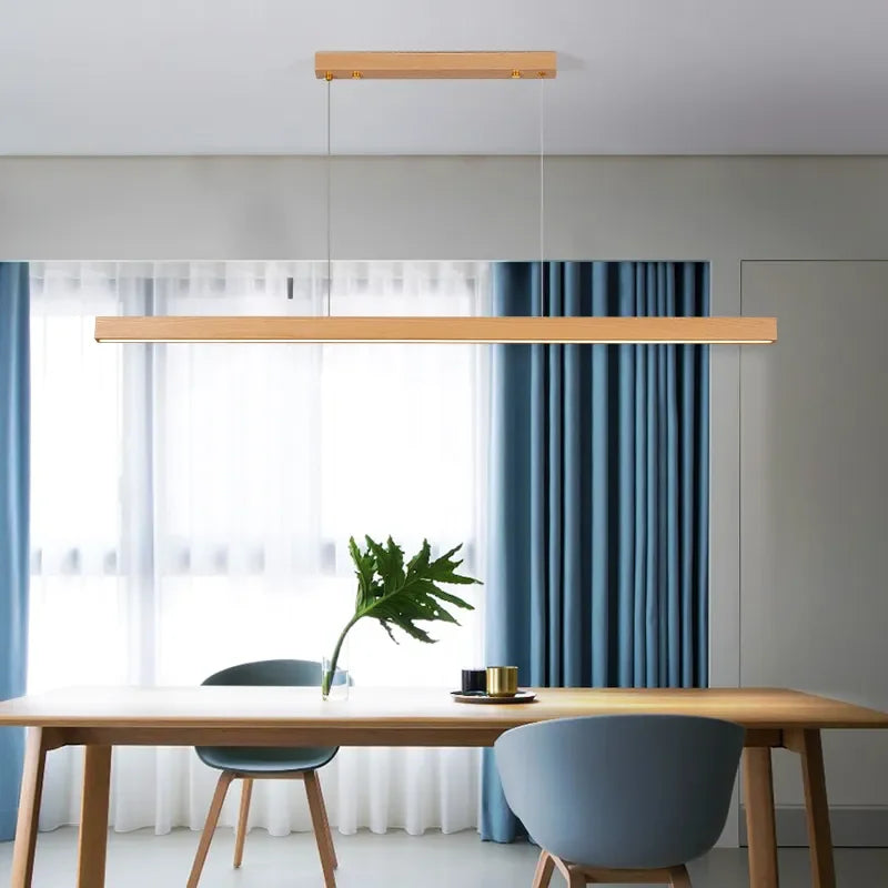 Axyaa Wooden Pendant Lamp with Remote Control Dimming - Elegant Kitchen Island Chandelier