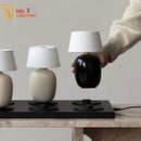 Axyaa Black/White/Red Ceramic Table Lamp with USB Charging - Touch Switch Desk Light