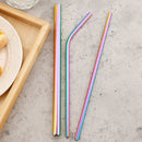 Axyaa Gold Bend Stainless Steel Straws Set with Cleaner Brush - 4 Pcs