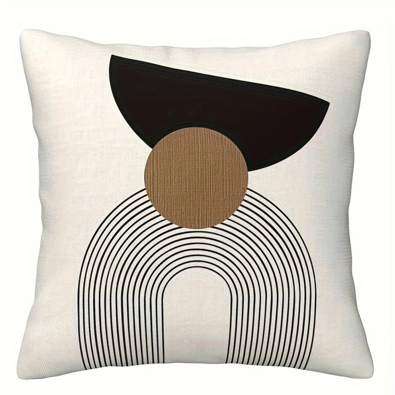 Geometric Round Line Pattern Pillow Cover for Modern Minimalist Home Decor