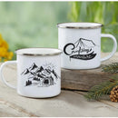 Enamel Mountain Mug with Handle by Axyaa. Best Camping Gift for Outdoor Lovers
