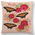 Axyaa Bird-Floral Teacup & Lepidoptera Cushion Cover for Decor & Sofa