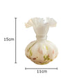 Axyaa Flower Texture Glass Vase Desk Decoration with Artificial Flowers
