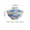 Axyaa Floral Ceramic Soup Bowl with Lid - Versatile Ramen Noodle & Salad Bowl