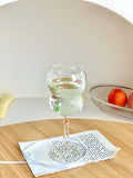 Axyaa Stem Fruit Wine Glass with Polka Dot Decor - Purple Yellow Glass Cup