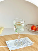 Axyaa Stem Fruit Wine Glass with Polka Dot Decor - Purple Yellow Glass Cup
