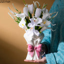 Axyaa Bowknot Bouquet Ceramic Vase: Table Decoration Flowers Arrangement & Room Aesthetic Decor