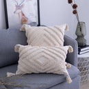 Axyaa Beige Boho Tufted Geometric Cushion Cover for Chic Home Decor