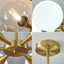 Axyaa LED Copper Glass Ball Ceiling Chandeliers for Modern Home Indoor Lighting