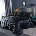 Axyaa Silk-Like Satin Hotel Duvet Cover Set - Queen Size Luxe Comforter Bedding