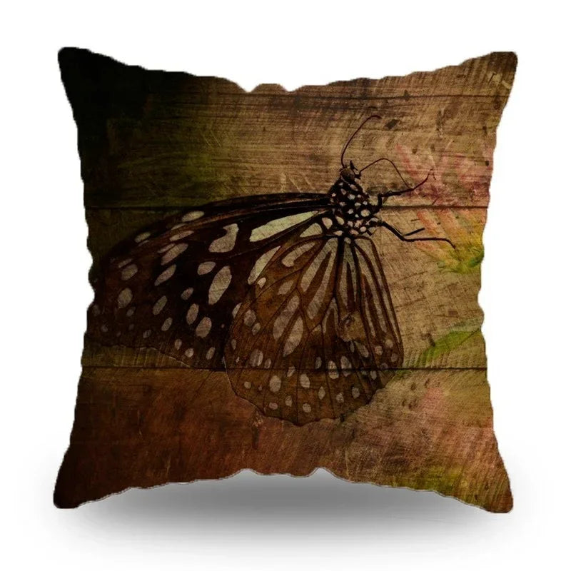 Axyaa Retro Butterfly Pattern Pillowcase 45x45cm Decorative Cushion Cover