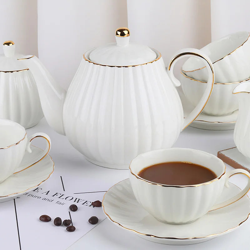 Axya European Style White Bone Teaware Set for Coffee & Afternoon Tea
