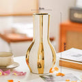 Axyaa Gold Ceramic Vases with Water-based Rose Arrangements, Elegant Décor for Dining & Living Rooms