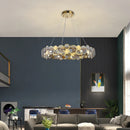 Gold Crystal Chandelier Ring Pendant LED Lamp for Luxe Living Room by Axyaa