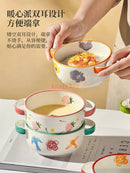 Axyaa 4.7-inch Ceramic Double Ear Steamed Egg Bowl