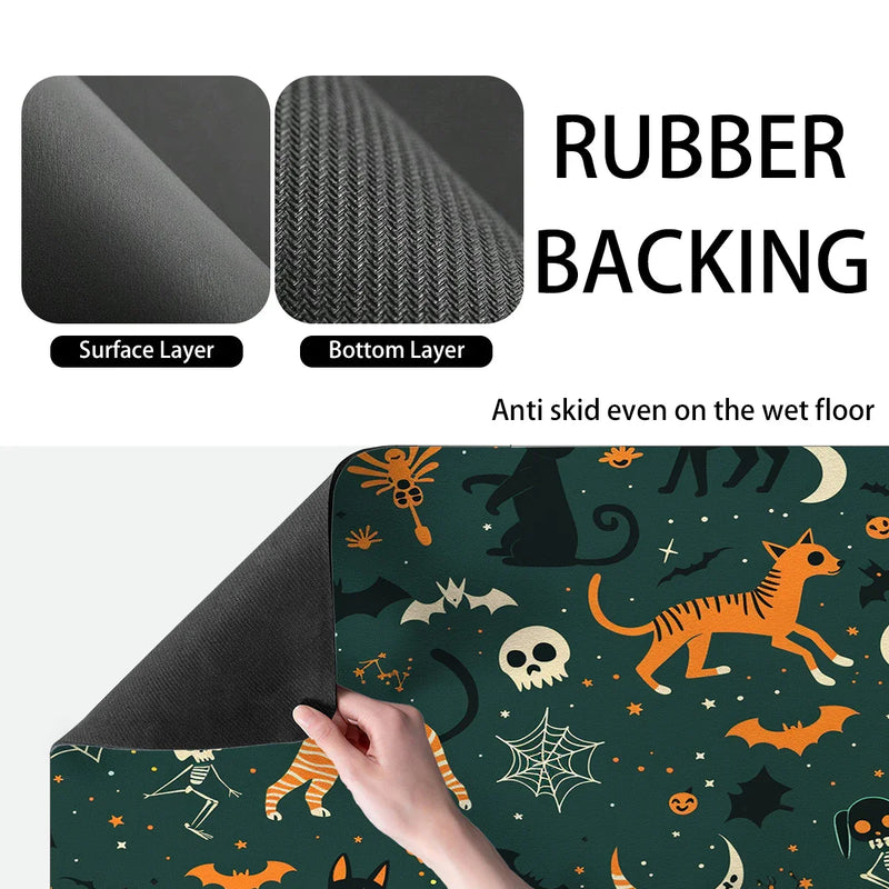 Axyaa Halloween Square Drain Pad: Absorbent & Anti-slip Dry Mat for Dishes, Cups, & More