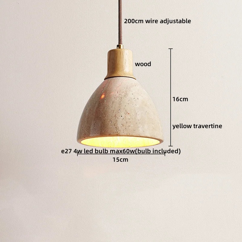 Axyaa Yellow Travertine LED Pendant Lights for Modern Living Spaces