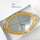 Axyaa Oval Decorative Plate Tray Mirror Jewelry Display Candy Makeup Organizer