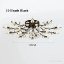 Axyaa Black Gold Leaves Crystal Ceiling Lamp | Modern Nordic LED Ceiling Light