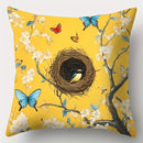 Axyaa Pear Flower and Sparrow Sofa Pillowcase Set, 17.7" * 17.7", Home Decoration