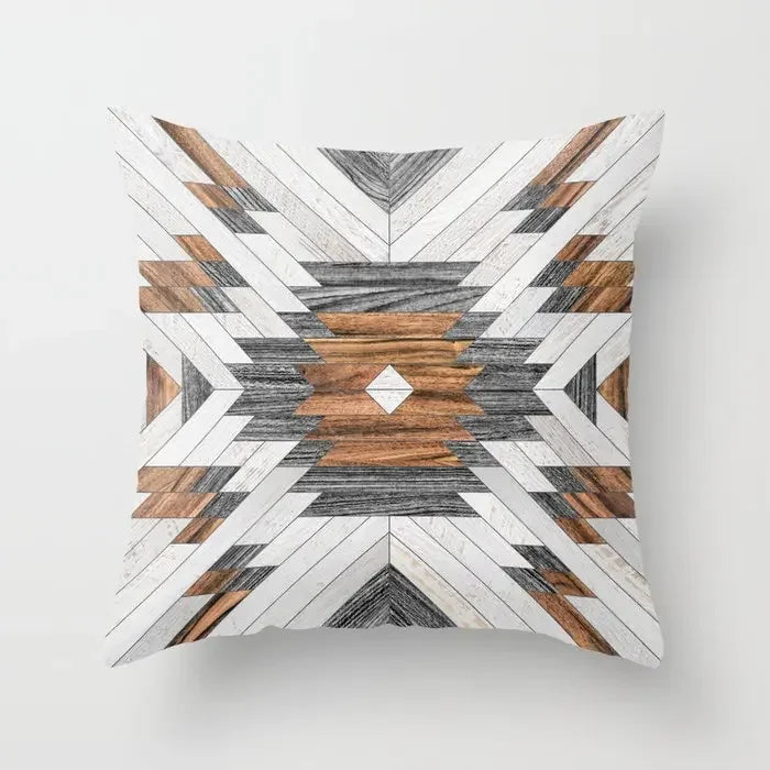 Axyaa Wood Background Mable Tribal Print Cushion Cover - Home Sofa Decor