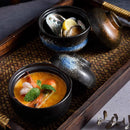 Axyaa Ceramic Soup & Dessert Bowl with Lid - Creative Pattern, Thick & Durable