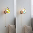 Axyaa Glass Wood LED Wall Lamp for Bedroom Bathroom Mirror Fixture