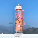 Axyaa Kids Cartoon Water Bottle with Straw, Large Capacity & Portable