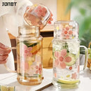 Axyaa Flower Glass Water Jug with Lid: Cute Design, High Borosilicate, Kitchen Housewares