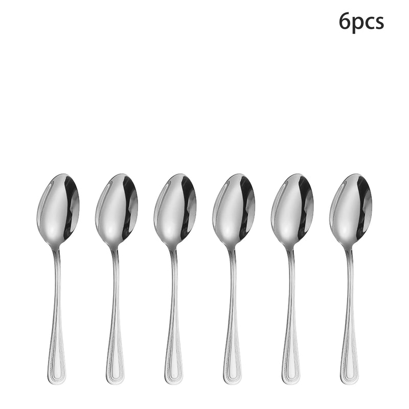 Axyaa 24-Piece Stainless Steel Silver Cutlery Set for Family, Hotel, and Restaurant