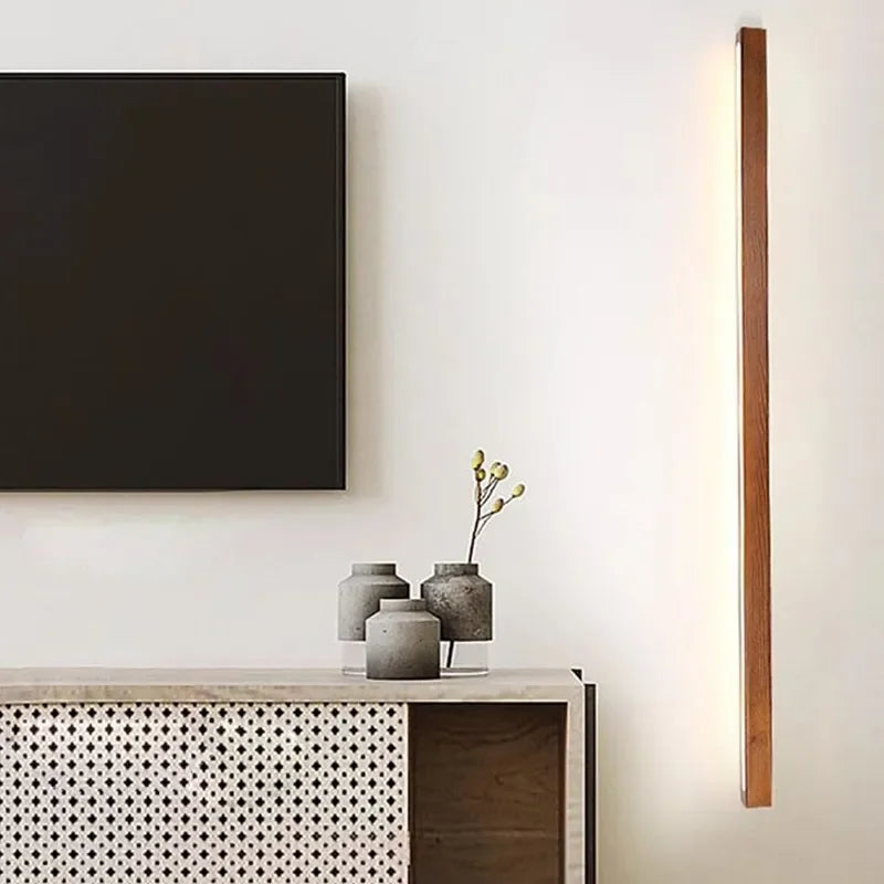 Axyaa Walnut LED Wall Lamp 60/80/120CM: Nordic Wood Sconces for Home Decor