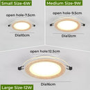 Axyaa 6W/9W/12W Wood Grain LED Ceiling Downlights for Home Decor in Living Room