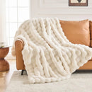 Axyaa Faux Fur Bed Blanket - Soft Plush Bubble Blanket for Bedroom & Living Room