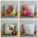 Axyaa Bedroom Tulip Flower Floral Cushion Cover Pillowcase for Sofa