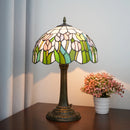 Axyaa Pink Tulip Stained Glass Table Lamp - Colorful 12-Inch Christmas Decor Lighting