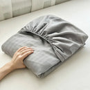 Axyaa Elastic Brushed Polyester Fitted Sheet Set + Pillowcase for Single Double Bed