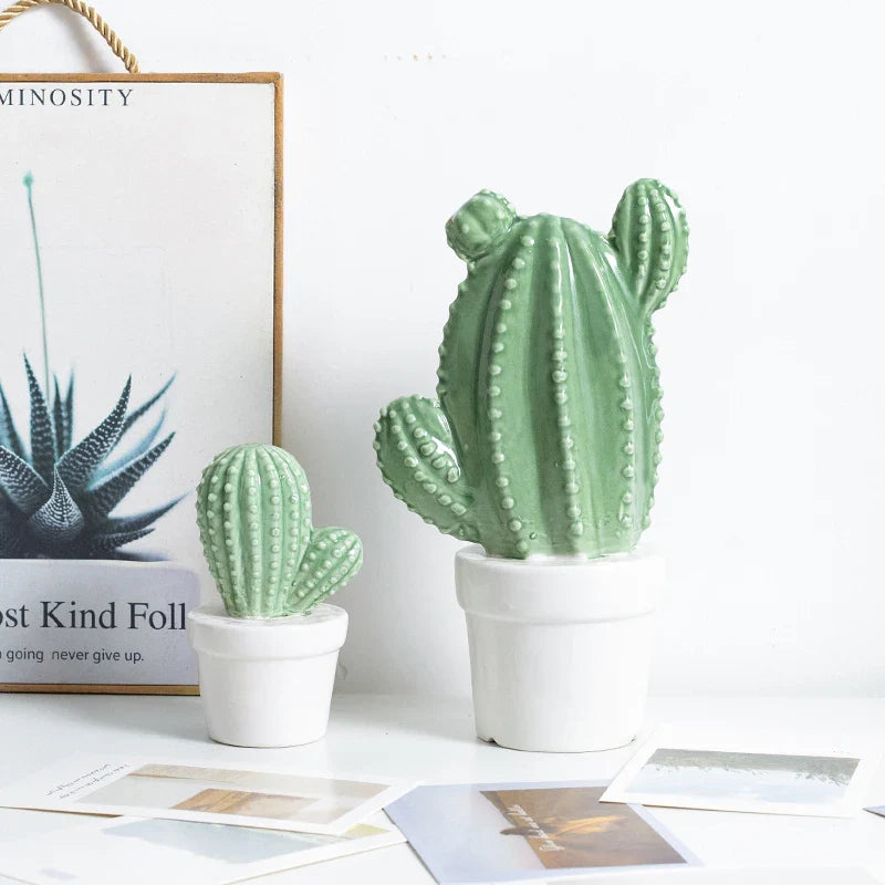 Axya Ceramic Cactus Ornaments: Modern Nordic Decor for Home, Garden, and Fashion