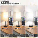 Axyaa White Table Lamp with USB Charging Port and Pull Chain - Night Light for Bedroom
