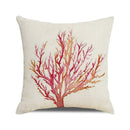 Axyaa Coral Marine Life Watercolor Cushion Cover Ocean Fish Linen Pillowcase