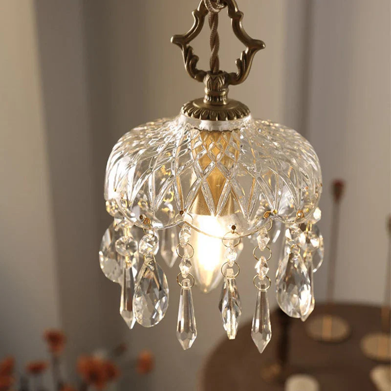 Axya Retro Glass LED Chandelier Pendant Lamp for Bedroom & Restaurant